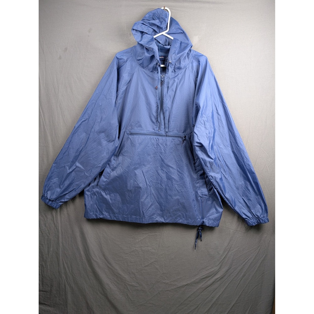 Catalina Mens Blue Ripstop Nylon Hooded Anorak Windbreaker Jacket L